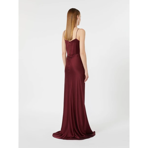 Max Mara Maroso Silk Satin Slip Dress in Bordeaux | Evening Gowns | Coveti