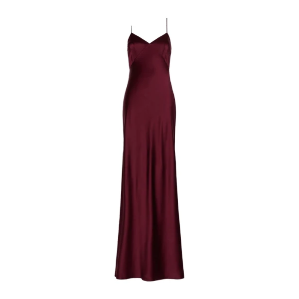 Max Mara Maroso Silk Satin Slip Dress in Bordeaux | Evening Gowns | Coveti