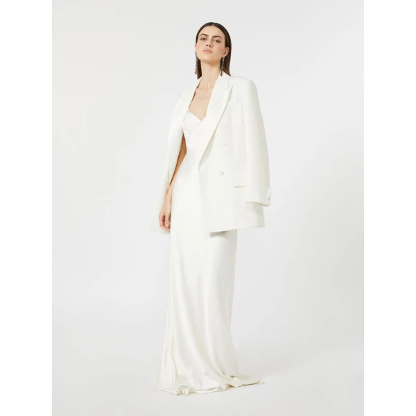 Max Mara Maroso Silk Satin Slip Dress in Silk White | Evening Gowns | Coveti