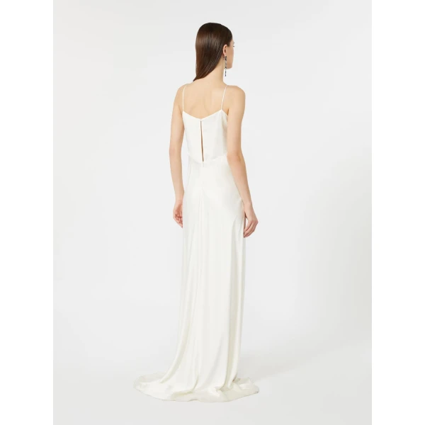 Max Mara Maroso Silk Satin Slip Dress in Silk White | Evening Gowns | Coveti