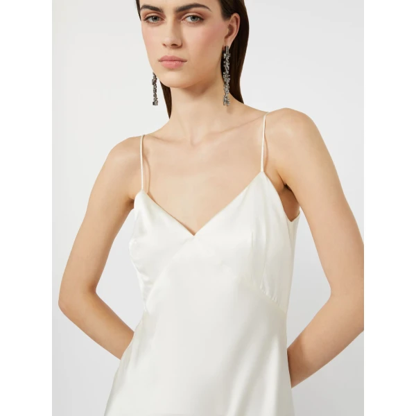 Max Mara Maroso Silk Satin Slip Dress in Silk White | Evening Gowns | Coveti