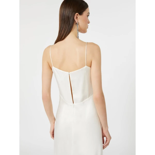 Max Mara Maroso Silk Satin Slip Dress in Silk White | Evening Gowns | Coveti