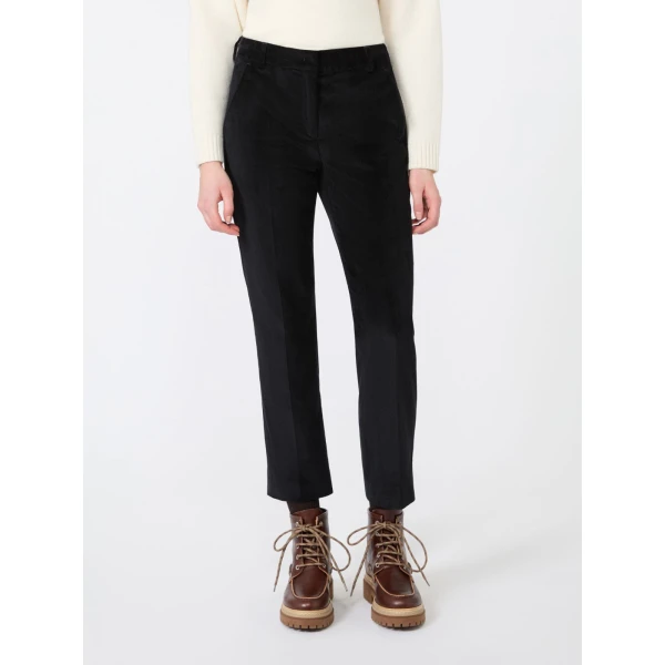 Max Mara Marruca Cotton Needlecord Cropped Trousers in Black | Tailored pants | Coveti