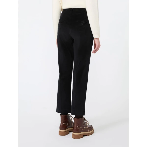 Max Mara Marruca Cotton Needlecord Cropped Trousers in Black | Tailored pants | Coveti