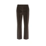 Max Mara Marruca Cotton Needlecord Cropped Trousers in Dark Brown | Tailored pants | Coveti