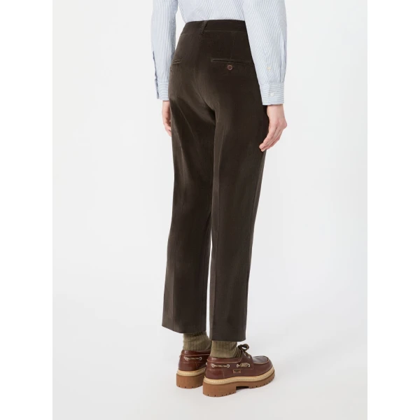 Max Mara Marruca Cotton Needlecord Cropped Trousers in Dark Brown | Tailored pants | Coveti