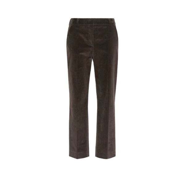 Marruca Cotton Needlecord Cropped Trousers in Dark Brown