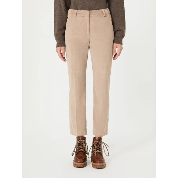 Max Mara Marruca Cotton Needlecord Cropped Trousers in Sand | Tailored pants | Coveti