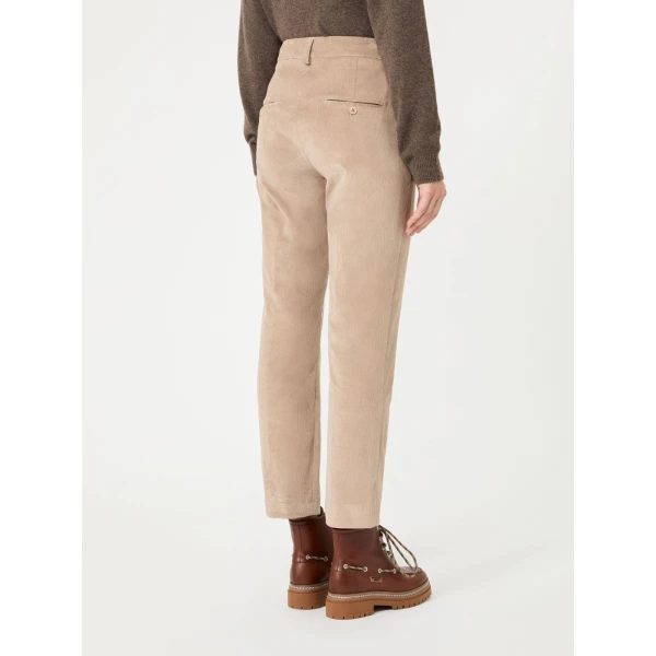 Max Mara Marruca Cotton Needlecord Cropped Trousers in Sand | Tailored pants | Coveti