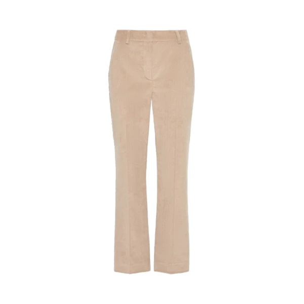 Max Mara Marruca Cotton Needlecord Cropped Trousers in Sand | Tailored pants | Coveti