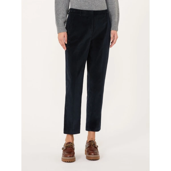 Max Mara Marruca Cotton Needlecord Cropped Trousers in Ultramarine | Tailored pants | Coveti