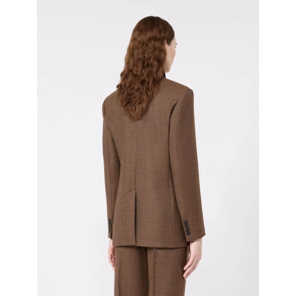 Max Mara Martora Single-Breasted Wool Tweed Jacket in Brown | Blazers | Coveti