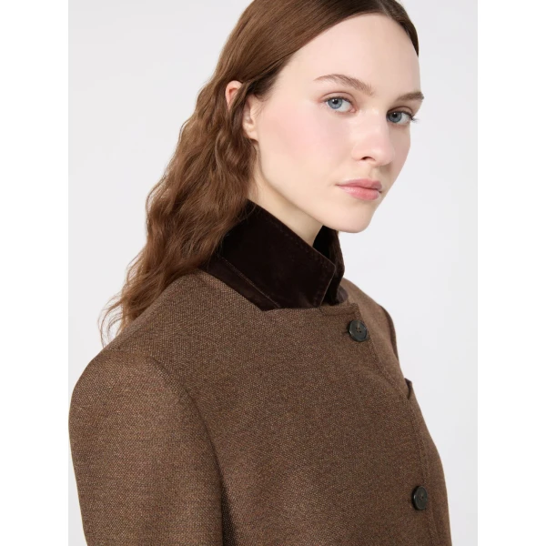 Max Mara Martora Single-Breasted Wool Tweed Jacket in Brown | Blazers | Coveti