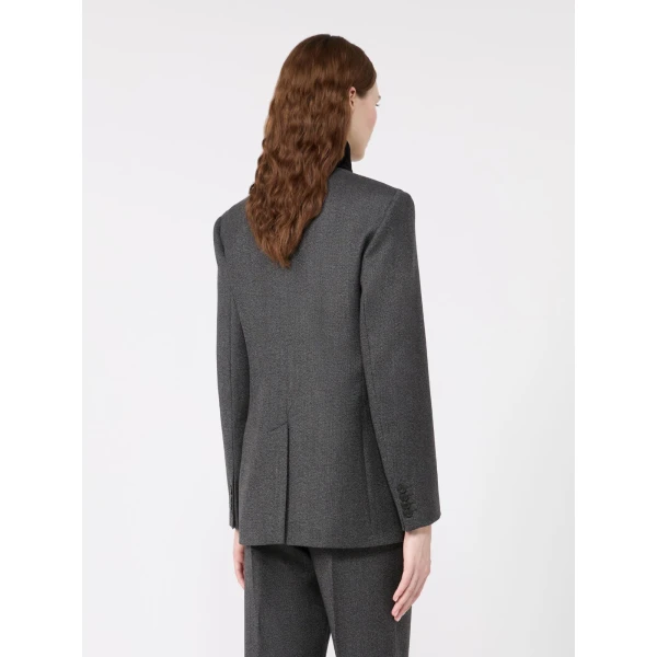 Max Mara Martora Single-Breasted Wool Tweed Jacket in Medium Grey | Blazers | Coveti