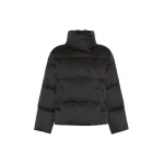 Max Mara Matassa Short Technical Satin Down Jacket in Black | Jackets | Coveti