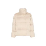 Max Mara Matassa Short Technical Satin Down Jacket in Sand | Jackets | Coveti
