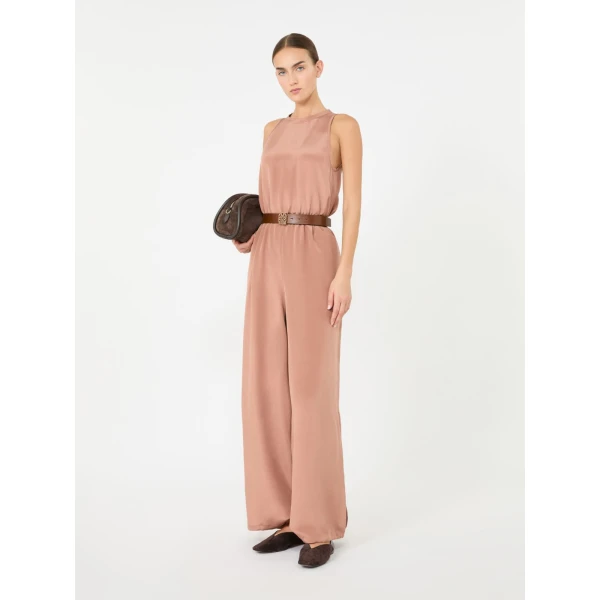 Max Mara Materia Silk Crepe de Chine Jumpsuit in Antique Rose | Jumpsuit | Coveti
