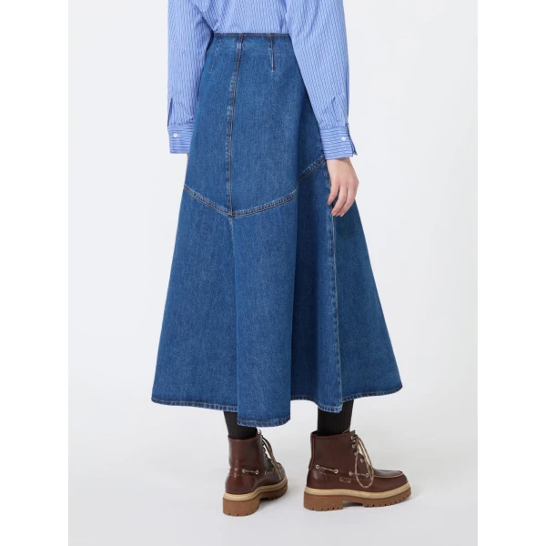 Max Mara Meandro Indigo Cotton Denim Skirt in Navy | Denim Skirts | Coveti