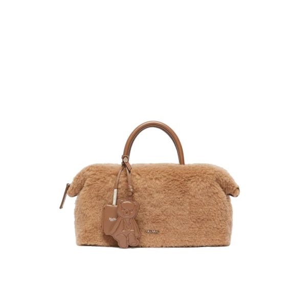 Medium Camel Teddy Boston Bag in Camel