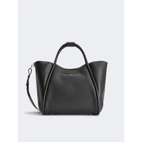 Max Mara Medium Leather Marine Bag in Black | Totes & Top-Handle Bags | Coveti