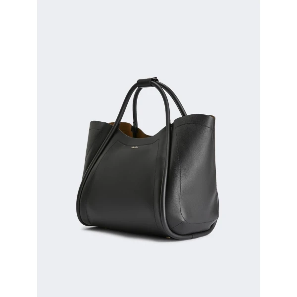 Max Mara Medium Leather Marine Bag in Black | Totes & Top-Handle Bags | Coveti