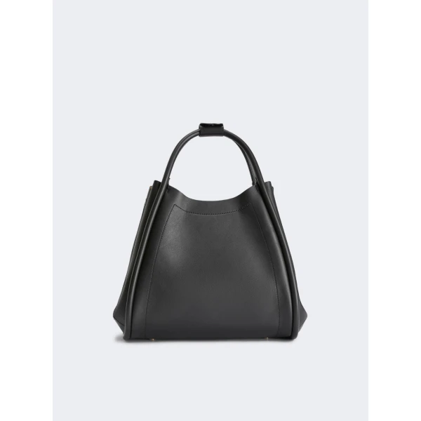 Max Mara Medium Leather Marine Bag in Black | Totes & Top-Handle Bags | Coveti