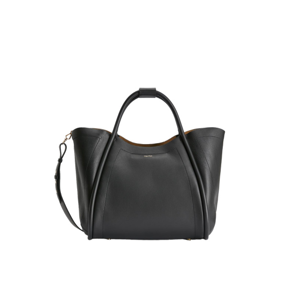 Max Mara Medium Leather Marine Bag in Black | Totes & Top-Handle Bags | Coveti
