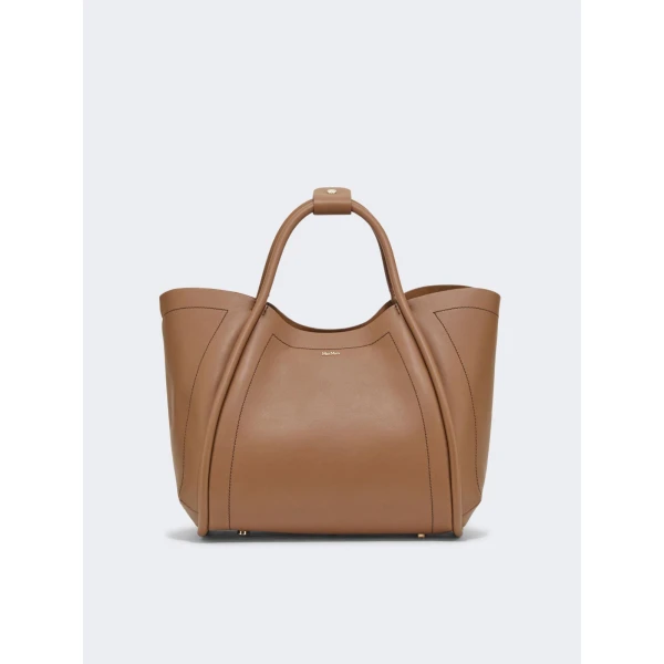 Max Mara Medium Leather Marine Bag in Brown Bronze | Totes & Top-Handle Bags | Coveti