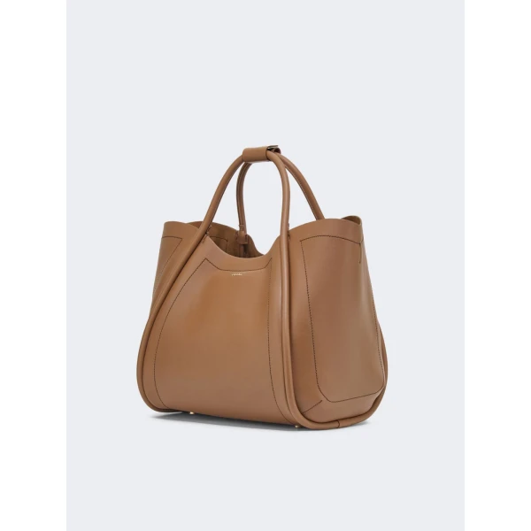 Max Mara Medium Leather Marine Bag in Brown Bronze | Totes & Top-Handle Bags | Coveti