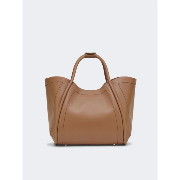Max Mara Medium Leather Marine Bag in Brown Bronze | Totes & Top-Handle Bags | Coveti