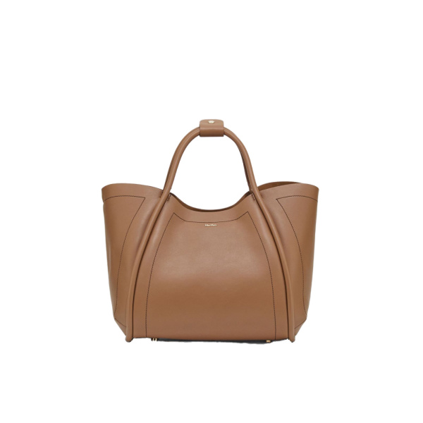 Max Mara Medium Leather Marine Bag in Brown Bronze | Totes & Top-Handle Bags | Coveti