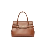 Max Mara Medium Margaux Natural Leather Handbag in Amber Brown | Totes & Top-Handle Bags | Coveti