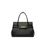 Max Mara Medium Margaux Natural Leather Handbag in Black | Totes & Top-Handle Bags | Coveti