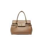 Max Mara Medium Margaux Natural Leather Handbag in Mud | Totes & Top-Handle Bags | Coveti