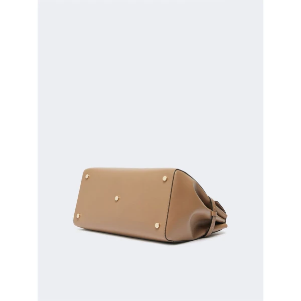 Max Mara Medium Margaux Natural Leather Handbag in Mud | Totes & Top-Handle Bags | Coveti