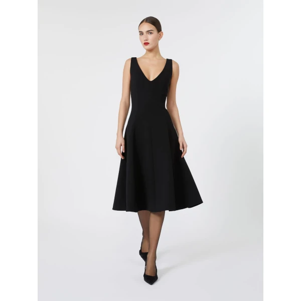 Max Mara Medusa Cady Circle Skirt Dress in Black | Midi Dresses | Coveti