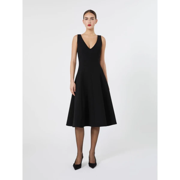 Max Mara Medusa Cady Circle Skirt Dress in Black | Midi Dresses | Coveti