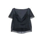 Max Mara Mela Silk Organza Cropped Blouse in Ultramarine | Blouse | Coveti