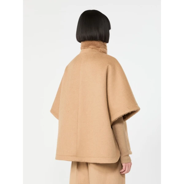 Max Mara Memo Camel and Teddy Reversible Cape in Camel | Coats | Coveti
