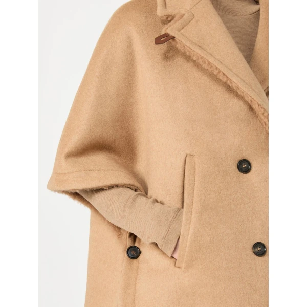 Max Mara Memo Camel and Teddy Reversible Cape in Camel | Coats | Coveti