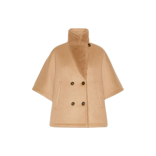 Max Mara Memo Camel and Teddy Reversible Cape in Camel | Women | Coveti