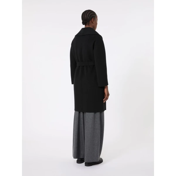 Max Mara Messi Double-Faced Wool Robe Coat in Black | Wool Coat | Coveti
