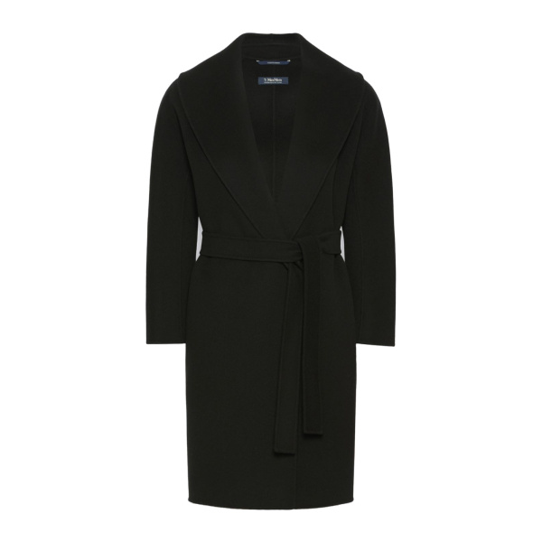 Max Mara Messi Double-Faced Wool Robe Coat in Black | Wool Coat | Coveti