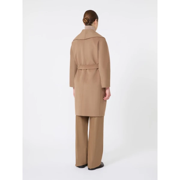 Max Mara Messi Double-Faced Wool Robe Coat in Camel | Wool Coat | Coveti