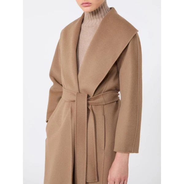 Max Mara Messi Double-Faced Wool Robe Coat in Camel | Wool Coat | Coveti