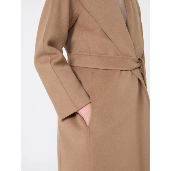 Max Mara Messi Double-Faced Wool Robe Coat in Camel | Wool Coat | Coveti