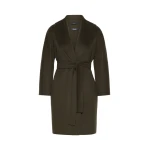 Max Mara Messi Double-Faced Wool Robe Coat in Khaki | Wool Coat | Coveti