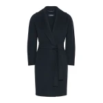 Max Mara Messi Double-Faced Wool Robe Coat in Midnight Blue | Wool Coat | Coveti