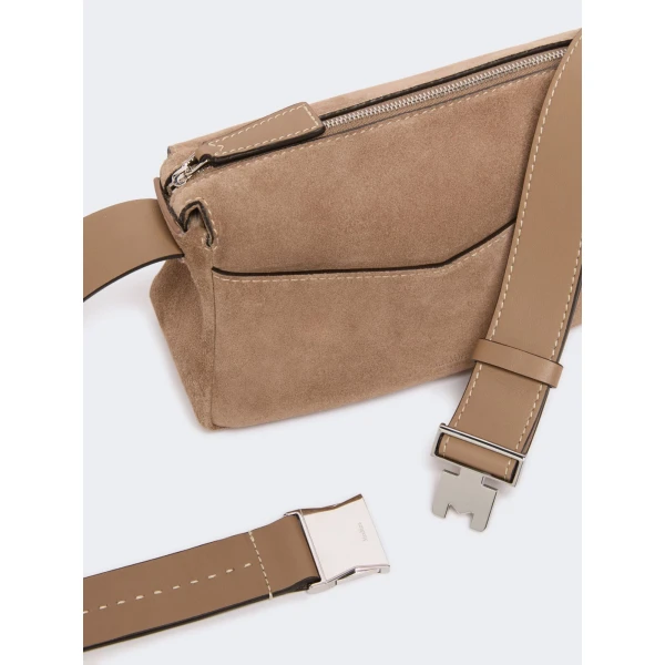Max Mara Micro Split Leather Handbag in Mud | Mini Bags | Coveti