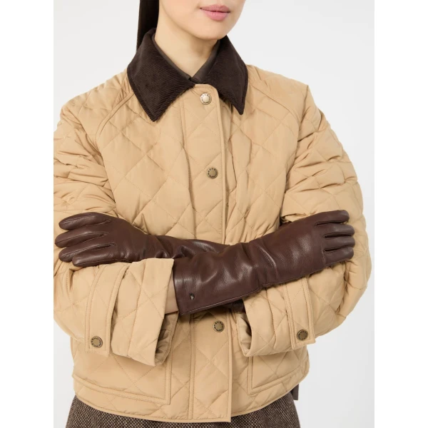 Max Mara Mid-Length Nappa Leather Gloves in Dark Brown | Gloves | Coveti